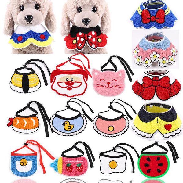 Cat Pet colorido cão babadores Bandanas Durable Collar Dogs Scarf ajustável Pet Lenço Lenço Toalha Saliva bonito bonito para gatos filhote de cachorro