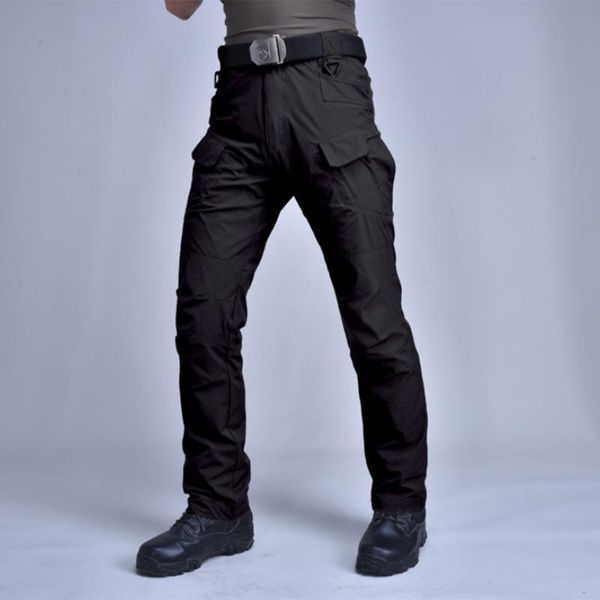 

tactical cargo pants men quick dry pants casual men hiking soft waterproof breathable trousers for no belt, Black