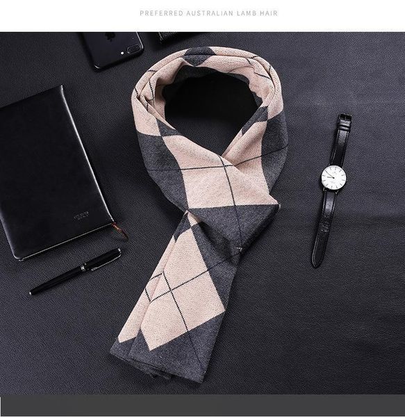 

дизайнерский шарф новый высококачественный мужской шарф вязаный осень и зима утолщенный европейская и американская мода модный мужской рожде, Blue;gray