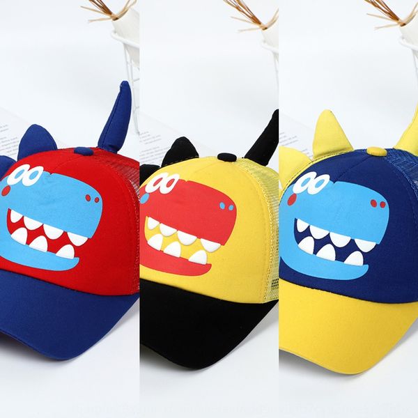 

children's hat personalized cartoon dinosaur mesh hat baby color matching boys' and girls' curved eaves baseball cap baseball, Yellow