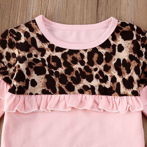 

1-6y toddler kids baby girl autumn clothes leopard ruffle hoodie + leggings pants 2pcs outfit set 2020 new clothes, White