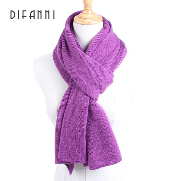 

difanni]winter plain color scarves warm knitting acrylic muffler long thick fashion shawl winter scarf, Blue;gray