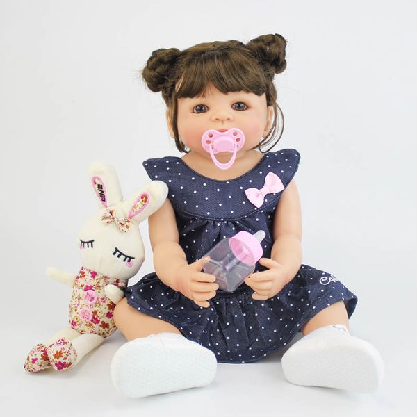 

23inch 57cm full silicone body vinyl reborn girl lifelike baby doll newborn princess toddler toy bonecas waterproof birthday gift