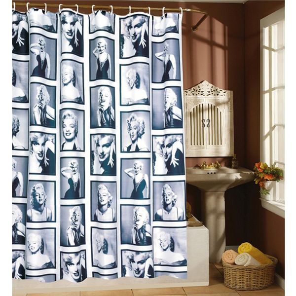 

new design waterproof polyester shower curtains marilyn monroe pattern decorative bathroom shower curtains bath screens 180x180/200cm