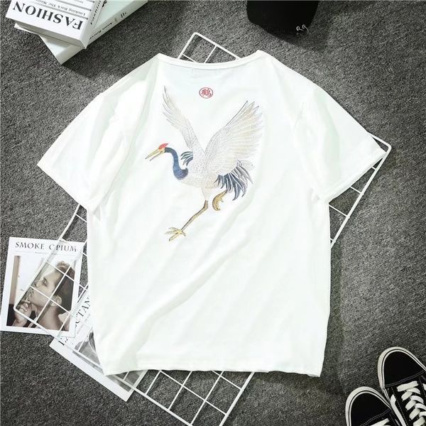 

new york fashion heron printing men women street luxury cotton casual short sleeve mens designer t shirts, White;black