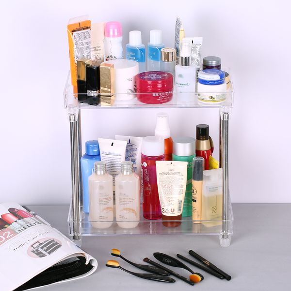 

multi-functional 2-tier cosmetic organizer tray storage shelf caddy stand for bathroom vanity countertop