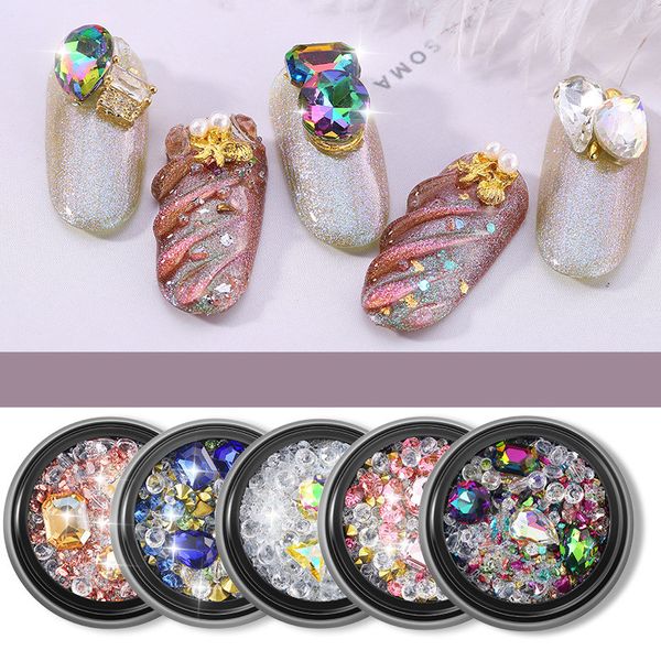 

31 style crystals mix rhinestone decoration for nails design crystal nails art decorations 3d nail jewelry for manicurea, Silver;gold