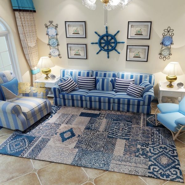 

blue big mat mediterranean style bedroom sitting room decorates carpet
