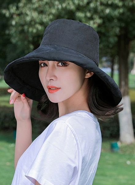 

fashion-selling outdoor folding hats summer sun-shading large border protection fisherman hat sun protection adjustable pure color, Blue;gray