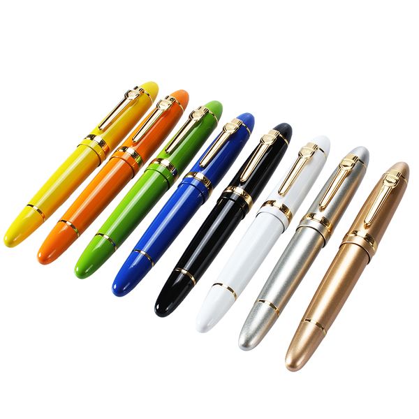 

1pc jinhao silver/gold clip fountain pen f nib 0.5mm bent nib 1.0mm for choose metal student writing ink pens school supplies