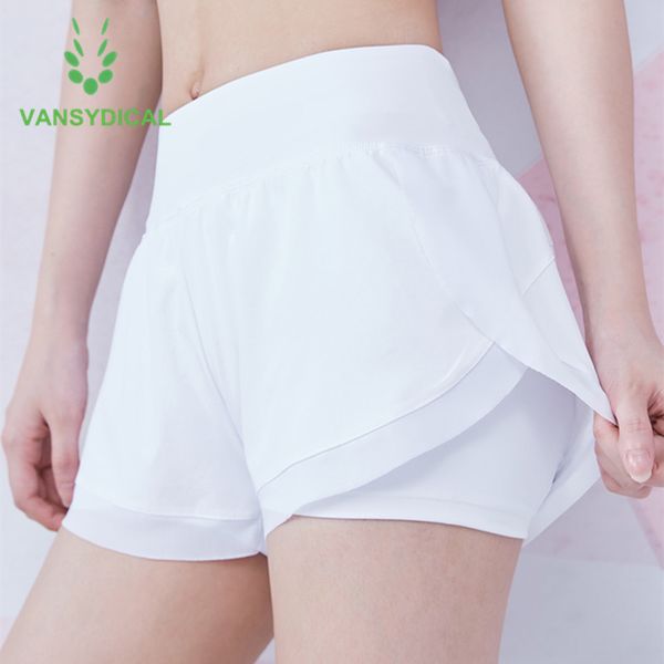 

2020 new women sports running shorts 2 in 1 gym yoga shorts high-waist mesh quick dry fitness jogging workout with lining, White;red