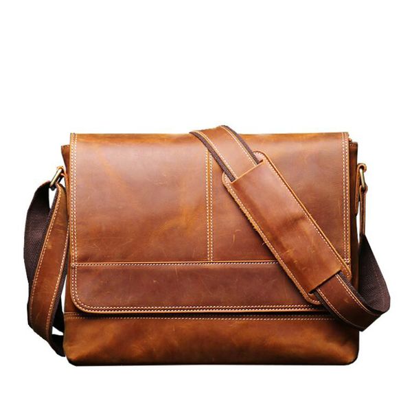 

messenger bag men's genuine leather crossbody bags male briefcase shoulder bag for men retro natural leather