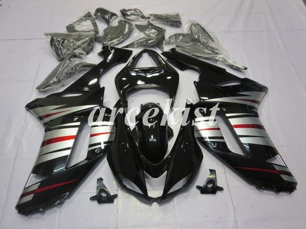 

4gifts new abs motorcycle fairings set fit for kawasaki ninja zx-6r zx6r 2007 2008 6r 07 08 body set custom silver black