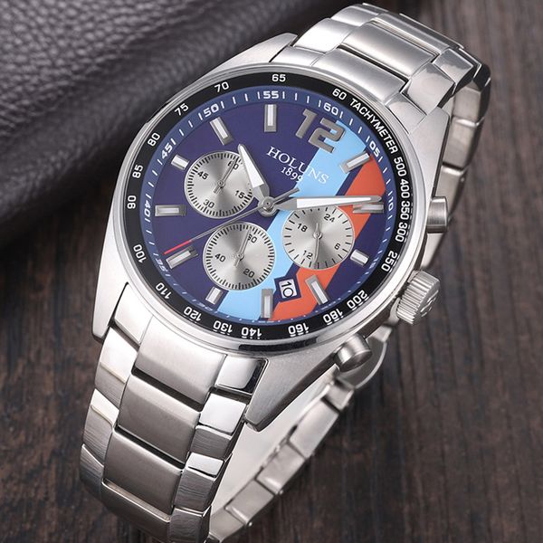 

steel luxury chronograph multifunctional 41mm mens watches men's 2020 luminous super watch stainless quartz deep waterproof montre de l, Slivery;brown