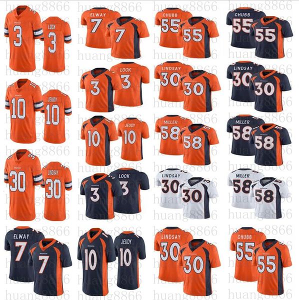 

men denver jersey bronco 55 bradley chubb 58 von miller elway 30 phillip lindsay 10 jerry jeudy 3 drew lock jerseys, Black;red