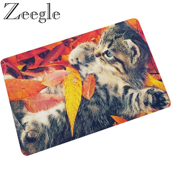 

zeegle напольного коврик doormat cat printed rubber закрытого коврик кухня ковер душ ковер водонепроницаемые открытый коврик для ног
