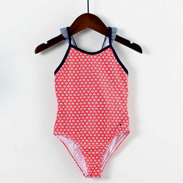 

2019 one piece girls swimsuit 2-8 years children's swimwear red floral swimsuit for girls one piece bathing suit g47-cz954