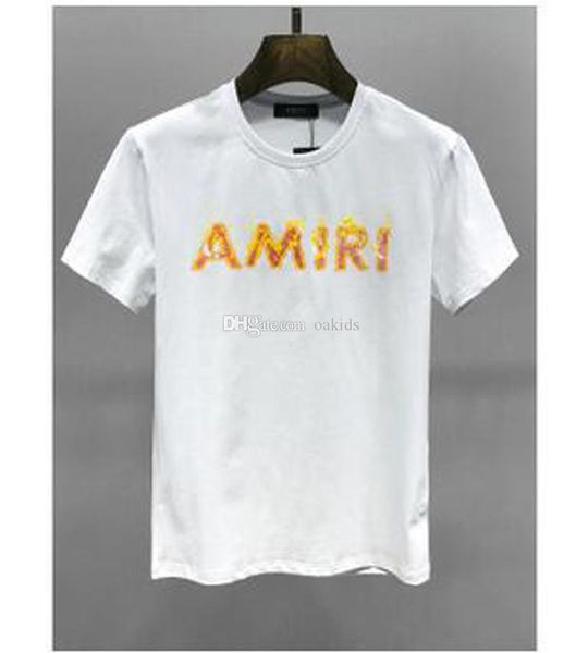

2020 новый белый 100% хлопок t-shirt мужчины женщины дизайнерская flame printed футболки лета вскользь с коротким рукавом улица вокруг шеи м, White;black