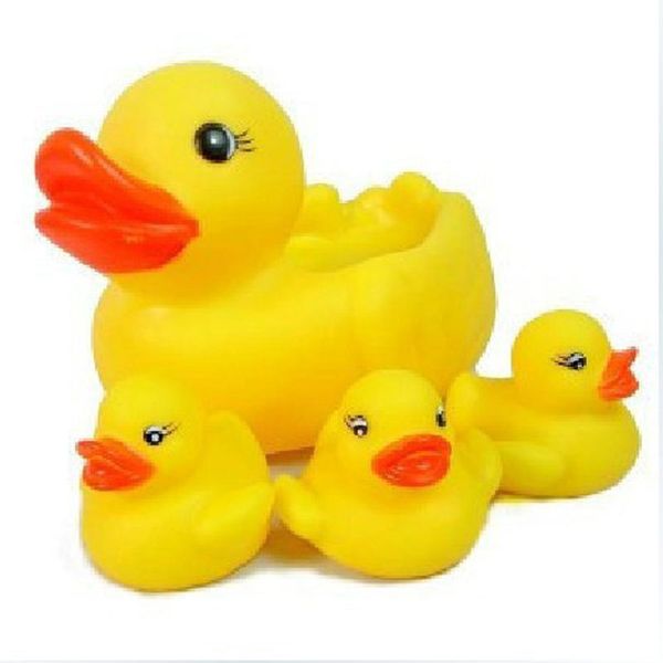 

new baby bath water toy mini yellow duck set sounds kids swiming beach gifts ing
