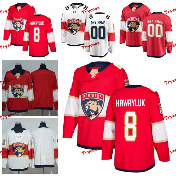 

2019 florida panthers jayce hawryluk stitched jerseys customize home red shirts #8 jayce hawryluk hockey jerseys s-xxxl, Black;red