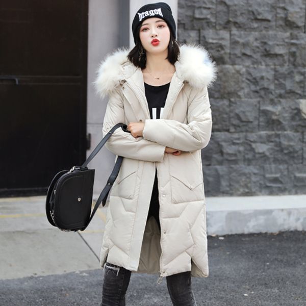 

south korea east gate down dress female mid-long large-collar students'cotton-padded coat in winter 2019, Black