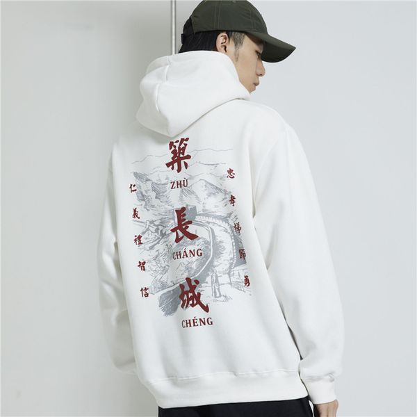 

autumn 2019 new chinese style hand painted hooded hoodie men, Black