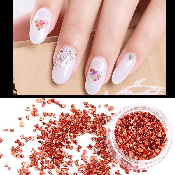 

6 colors/set lekgavd 3d rhinestones gems for nail art decoration mixed color broken glass stones nail decal diy art tool, Silver;gold