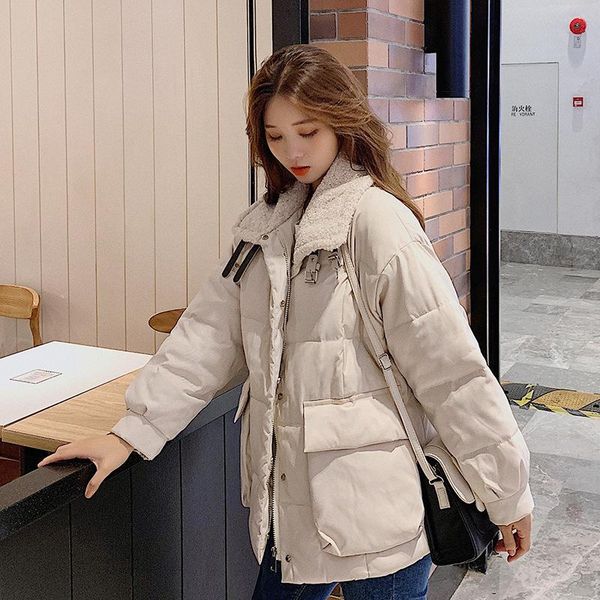 

cotton clothing female 19 new korean version of the winter women's loose cotton coat thick down jacket female down jacket, Black