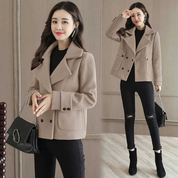 

2019 new autumn and winter woolen coat women jacket short slim outerwear women's woolen parka fashion wool jacket lady clothing, Black