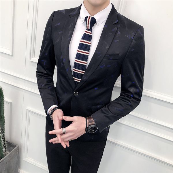 

mens fashion brand blazer british's style slim fit suit jacket business banquet wedding dress blazer coat costume veste homme, White;black