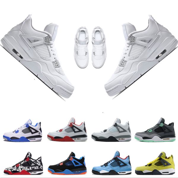 

with box 2020 new 4s mens basketball shoes 4s white cement black red 4 superman fashion sports shoes designer sneaker