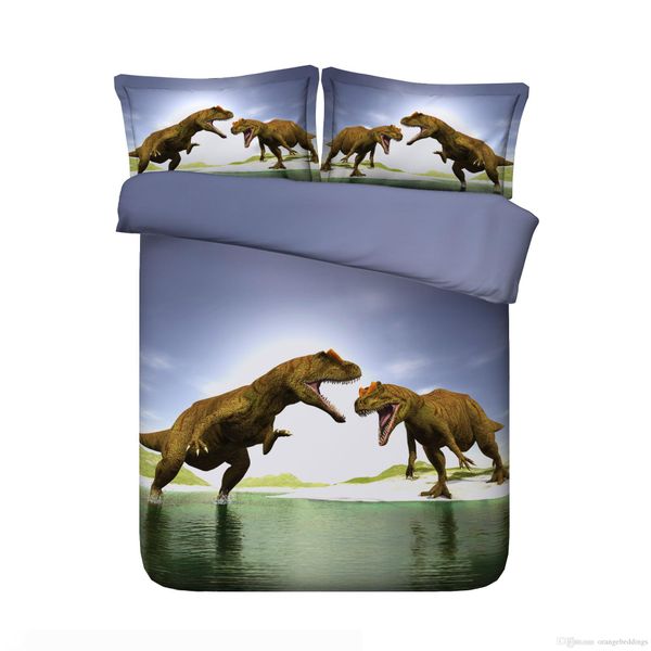 

дети мальчиков спальня украшения bed set dinosaur постельные принадлежности пододеяльник установить 3шт покрывало покрывало с 2 подушка шамс