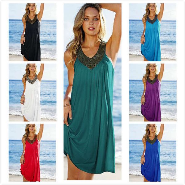 

summer drilling off shoulder mini tank beach dress tunic swimwear women pareo beach sarongs bathing suit swimsuit cover up, Blue;gray