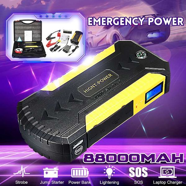 

88000mah car emergency starting device 12v 600a portable car jump starter power bank battery with usb charger led light
