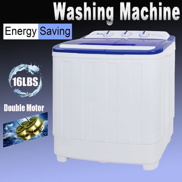 

16lbs portable semi-automatic washing machine mini washer compact twin tub laundry washer spin dry for apartment dorms shipping from us