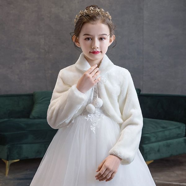 

2019 plush shawl girl's dress flower boy's dress matching coat children's costume waistcoat with sleeves, Red;brown