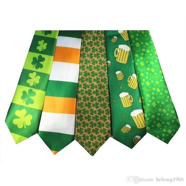 

polyester fiber necktie festive party supplies theme digital printing green business affairs clover tie ireland flag 3 9xw v