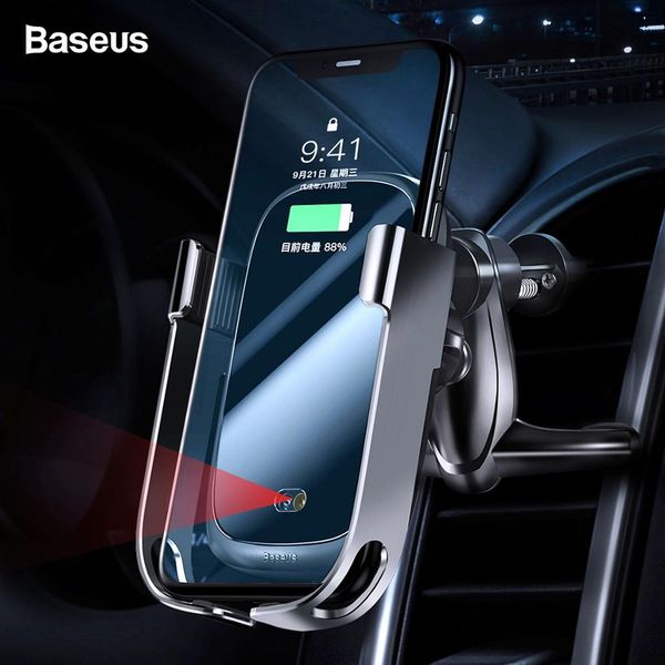 

baseus 10w car qi wireless charger for iphone x samsung s10 s9 s8 car wireless charger intelligent infrared car mount