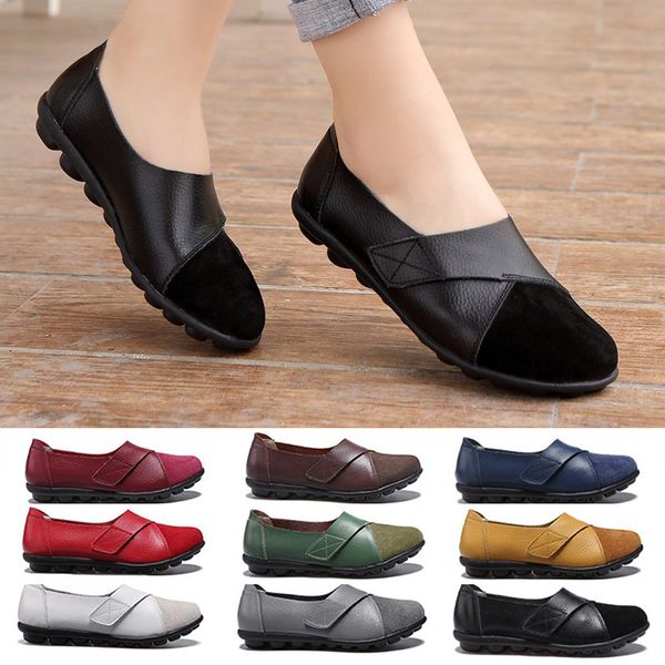 

orthopedic pu leather loafers soft sole casual flats shoes for women students 19ing, Black