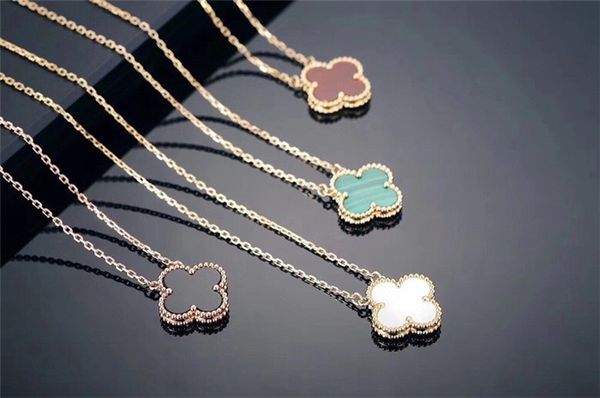 

fusi phil clover necklace female wild temperament simple silver chain clavicle new wave of black onyx 2020