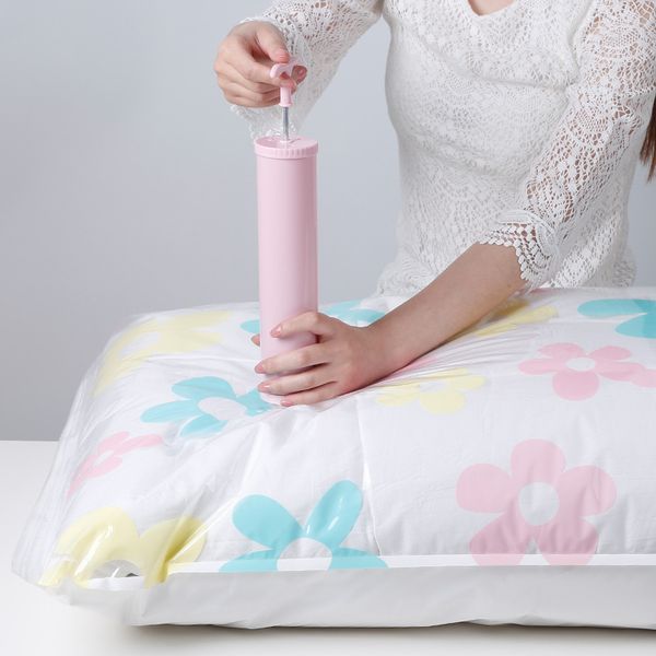 

1pc vacuum compressed bags hand pump color random manual compression bags air pump home organizing supply home storage