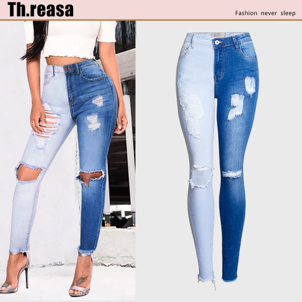 

2020 fashion womans clothes women designer jeans womens waisted jeans plus size woman simplicity femme ripped jeans made in china 41733, Blue