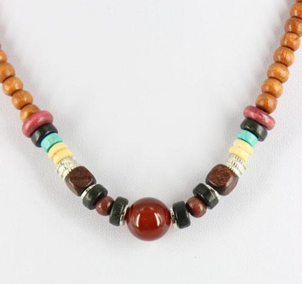 

j0027 fashion handmade beaded necklaces for man and woman with wooden beads, Silver