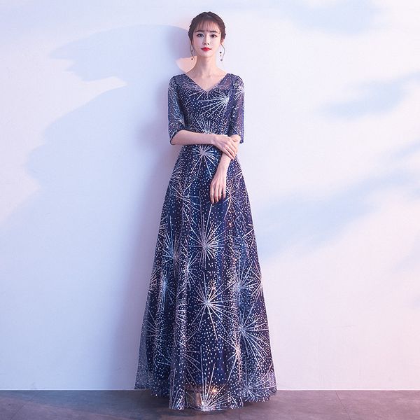 

half sleeve fireworks shining sequins fashion formal dresses elegant lace up party gown for women vestidos size s-xxl, Red