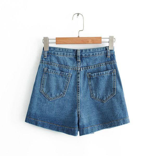 

summer new products korean-style high-waisted-single breasted anti-exposure denim shorts skirt pants versatile pants s27311, Blue