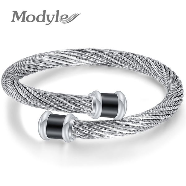 

modyle новый goldsilverblack цвет нержавеющей стали весна браслет манжеты браслет браслет для мужчины женщины, Black