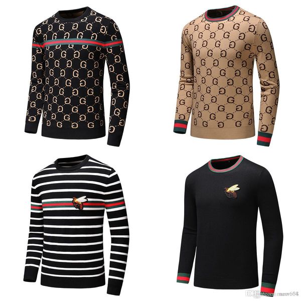 

men's sweater logistics new men's casual luxury long-sleeved sweater european and american brand fashion trend sweater, White;black