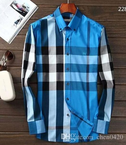 

2018 american bu ine brand elf cultivation plaid hirt fa hion long leeved cotton ca ual hirt triped co dre hirt 25
