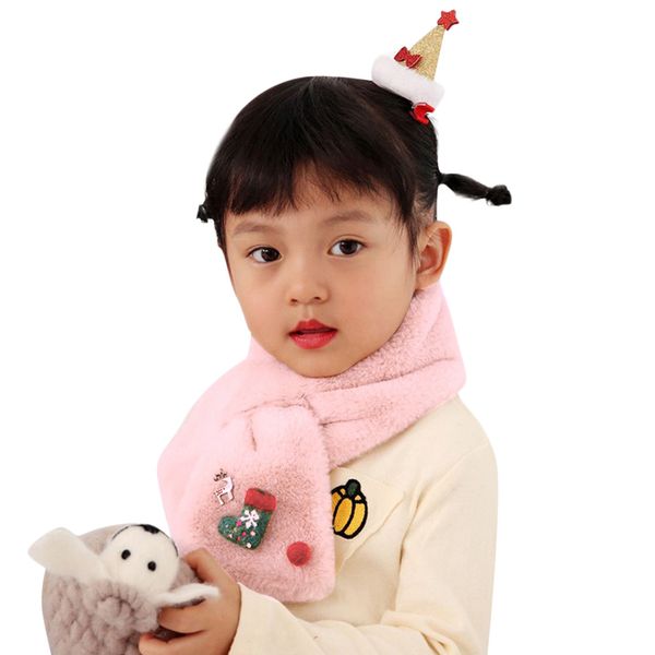 

winter scarf for girls boy kids fur baby warm scarves cute cartoon neck warmers fur collar kids cross scarf girl children#y2, Slivery;white