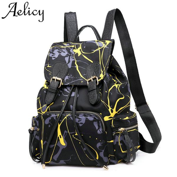 

aelicy fashion women's backpack phone pocket soft leather casual women nylon graffiti backpack shoulder bag